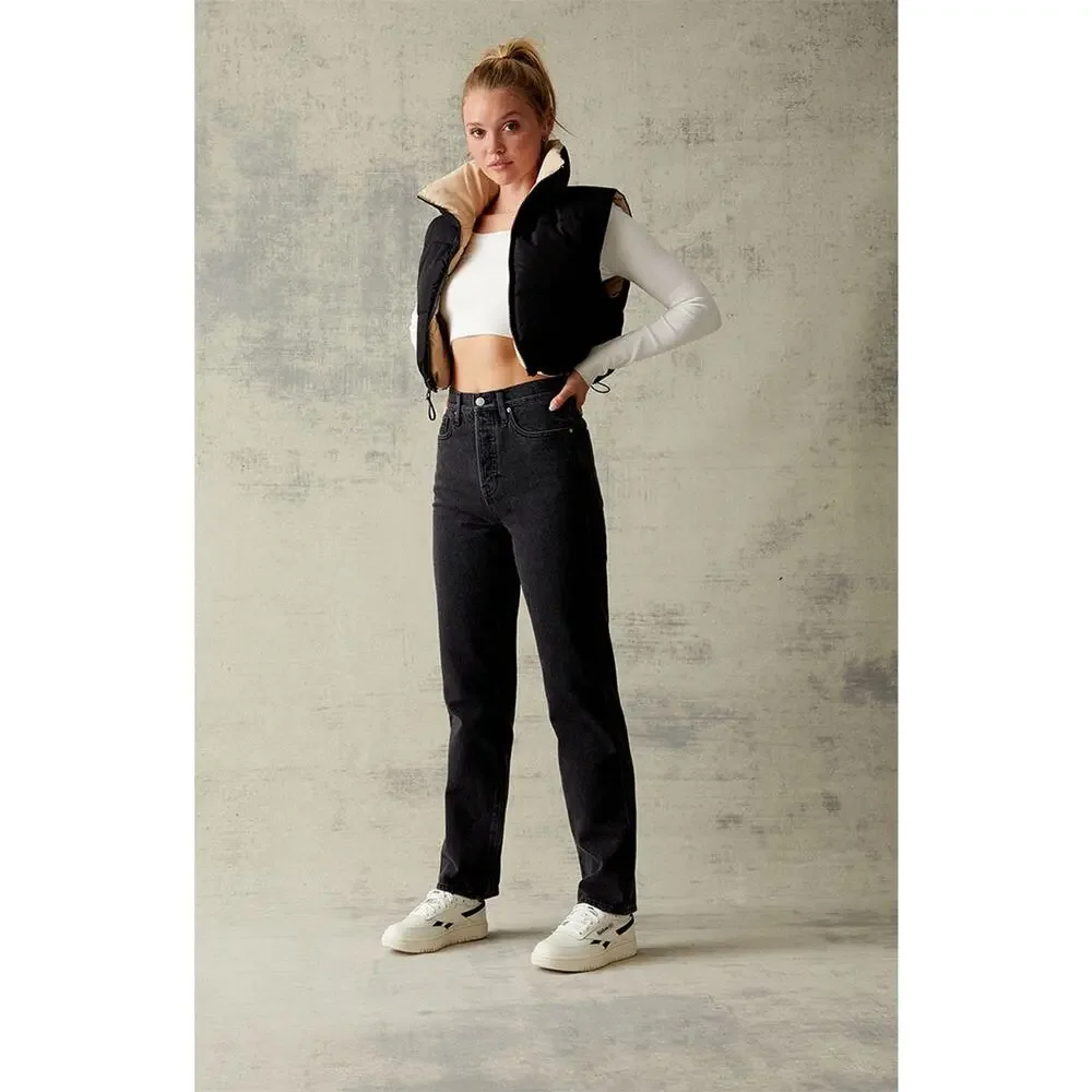 NWT! Pacsun High-Rise Relaxed Straight Leg Button Fly Dad Jeans Womens Size 25 - Picture 2 of 13